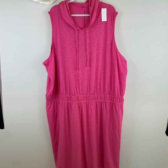 LIVI LANE BRYANT Pink Flame Sleeveless Hooded Ribbed Dress NWT / Plus 38 - 40 - Picture 2 of 16